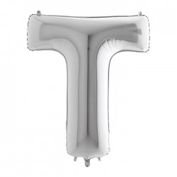 LETTERA T MYLAR SILVER 16" 40cm