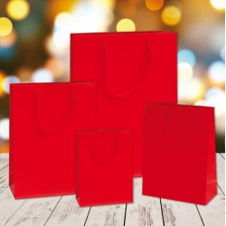 SHOPPER IN CARTA PLASTIFICATA OPACA 16+8x19cm ROSSA