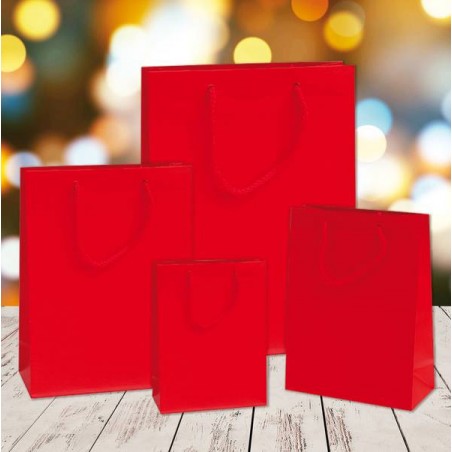 SHOPPER IN CARTA PLASTIFICATA OPACA 16+8x19cm ROSSA