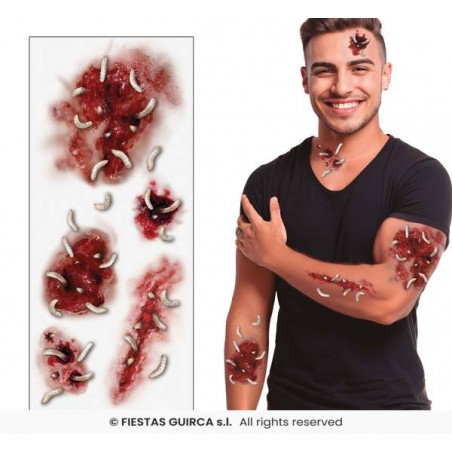 TATAUGGIO FERITA CON VERMI 30x13cm