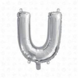 LETTERA U MYLAR SILVER 16" 40cm