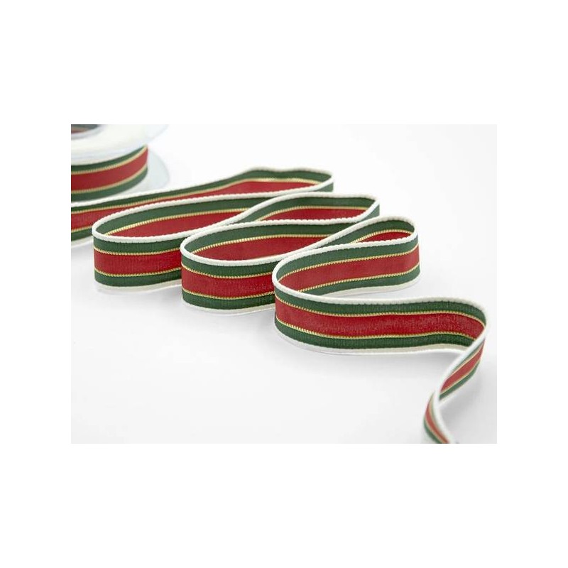 NASTRO RIGATONE DI NATALE BORDO NEVE mm25x12mt MULTICOLORE
