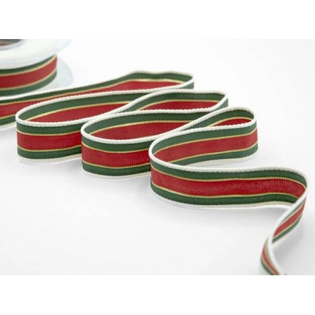 NASTRO RIGATONE DI NATALE BORDO NEVE mm25x12mt MULTICOLORE