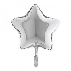 PALLONE MYLAR 23cm 9'' STELLA ARGENTO METAL