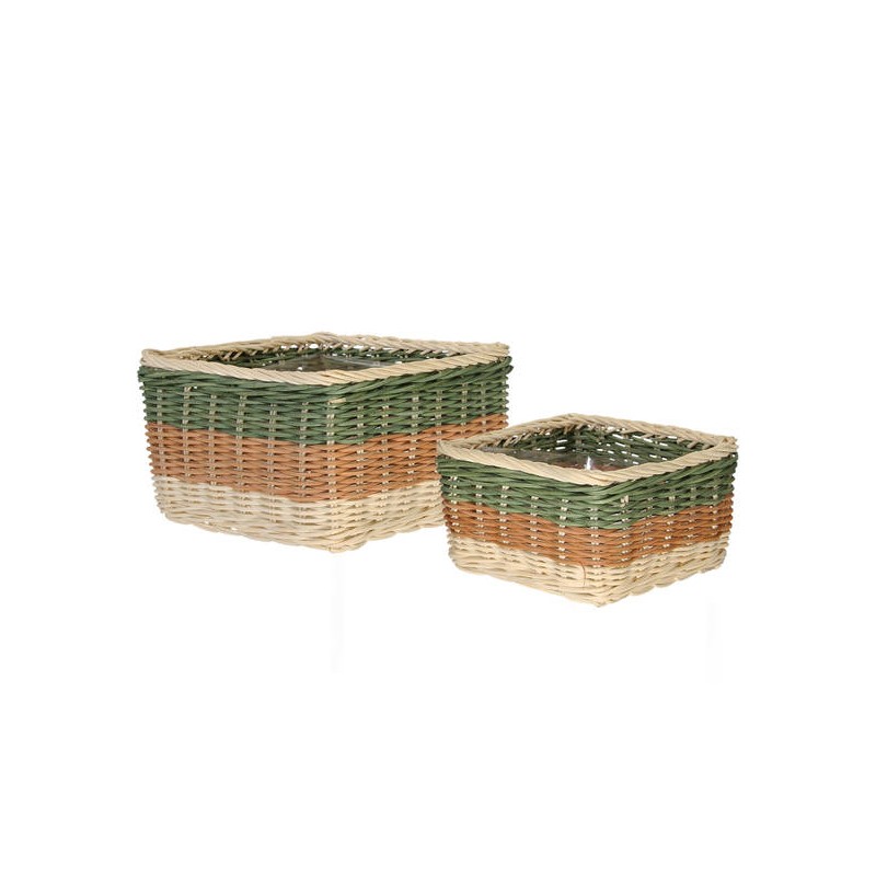 CESTO RATTAN 3 COLORI QUADRATO 18x18cm 1/2