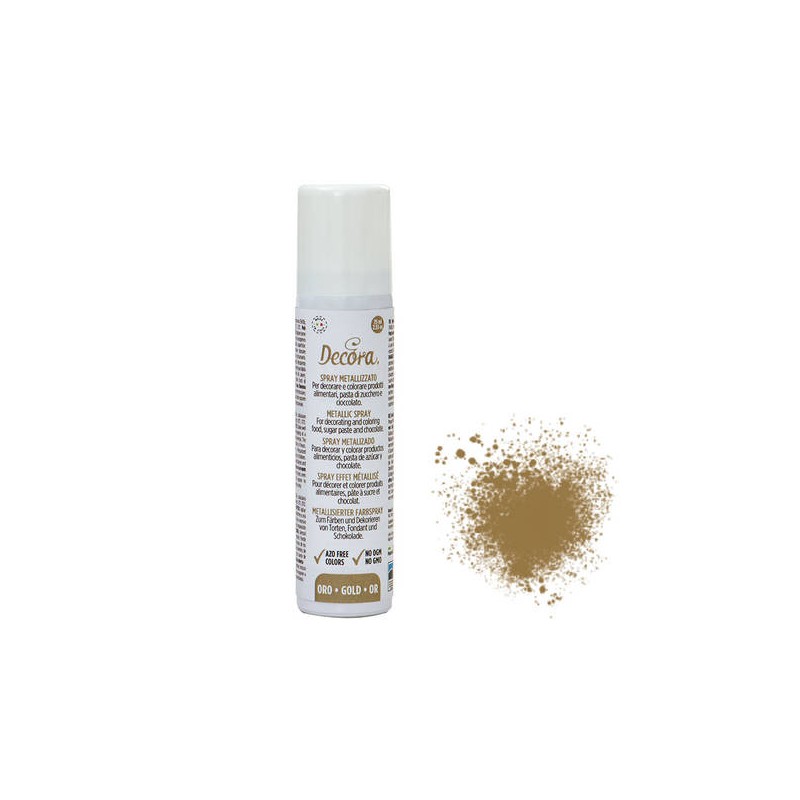COLORANTE ALIMENTARE SPRAY METALLIZZATO ORO 75ml NO E171 DECORA