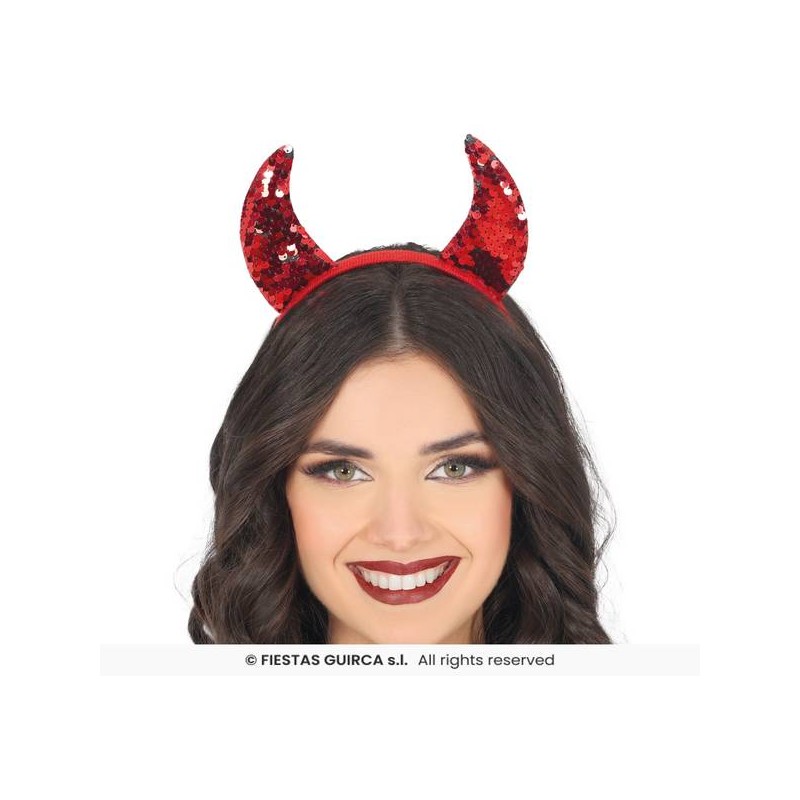 CERCHIETTO CORNA PAILLETTES ROSSO