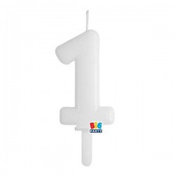 CANDELINA NUMERO 1 TINY PLUMP BIANCO 7cm