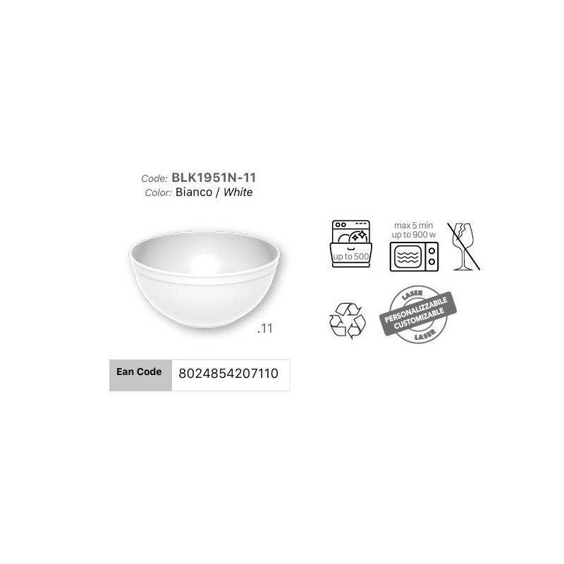 CIOTOLA BOWL MINERAL PP ø20cm 2lt BIANCA 1pz