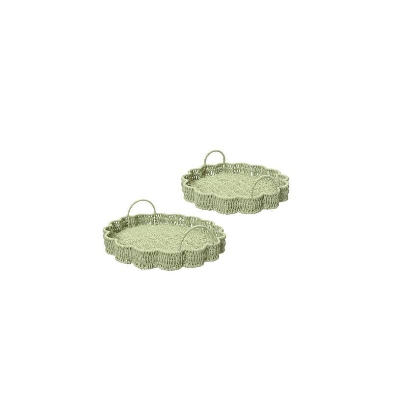 VASSOIO IN CORDA C/MANICI ø40x12cm FIORE VERDE