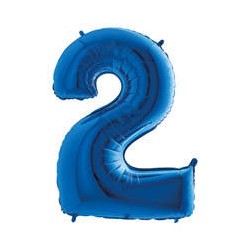 PALLONE NUMERO 2 MYLAR 102cm 40 BLU