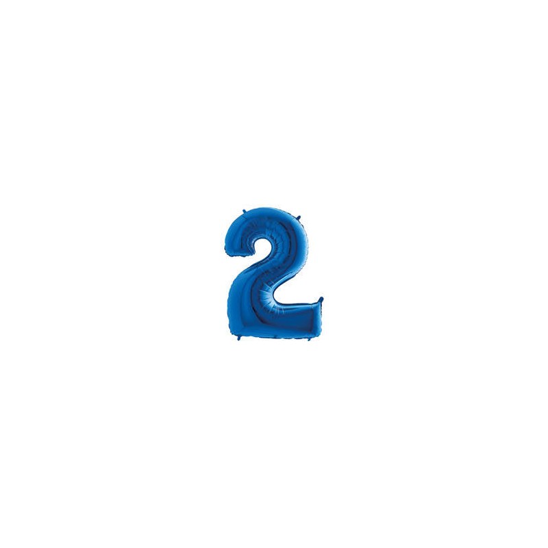 PALLONE NUMERO 2 MYLAR 102cm 40 BLU