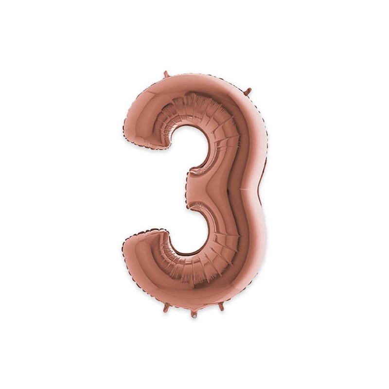 PALLONE NUMERO 3 MYLAR 102cm 40 ROSE GOLD