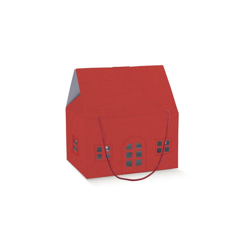 CASETTA C/CORDINI 33x25x19cm LINO ROSSO