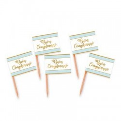 PICKS BUON COMPLEANNO CHIC CELESTE 25pz