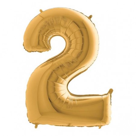 PALLONE NUMERO 2 MYLAR 102cm 40 ORO