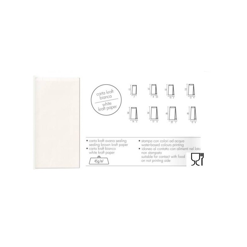 BUSTE REGALO CARTA SEALING BIANCA 8+2,5x16cm 100pz PER ALIMENTI