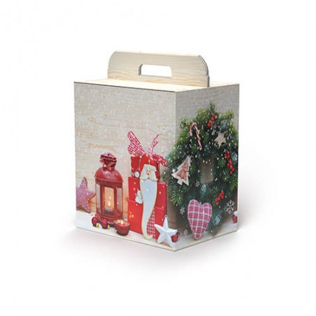 SCATOLA REGALO C/MANIGLIA LINEA 100 30,5x23x34cm COZY CHRISTMAS