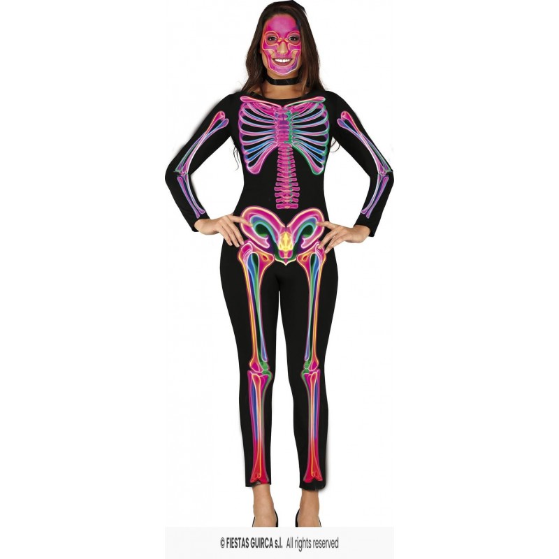 COSTUME DONNA SCHELETRO NEON TG.L 42-44