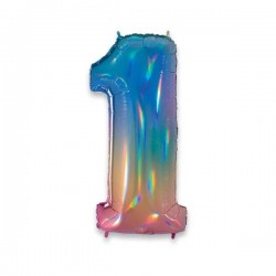 PALLONE NUMERO 1 MYLAR 102cm 40 RAINBOW