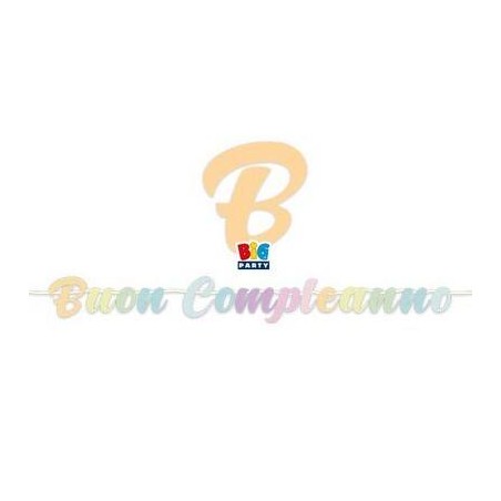 FESTONE ITALIC BUON COMPLEANNO SOFT RAINBOW cm25x6mt