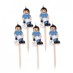 CANDELINE CALCIATORI BIANCOAZZURRI 5pz