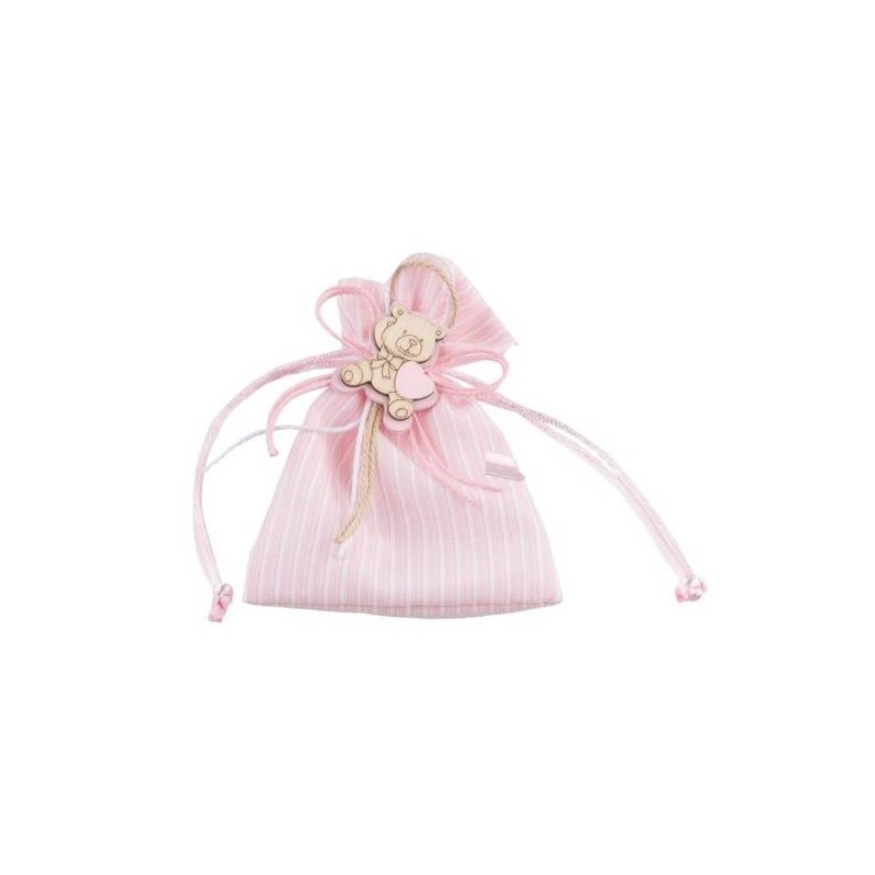 SACCHETTO RIGHE C/ORSETTO GIRL H.11cm 12pz