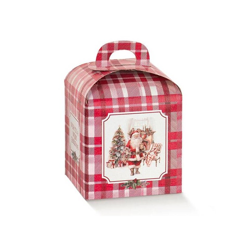 SCATOLA PANETTONE 10x10x10cm SANTA'S HOME