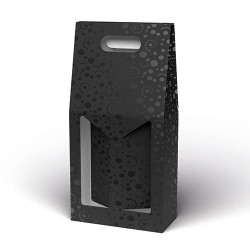 SCATOLA 2 BOTTIGLIE C/MAN. E FIN. 18x9x38cm NERO SPOT