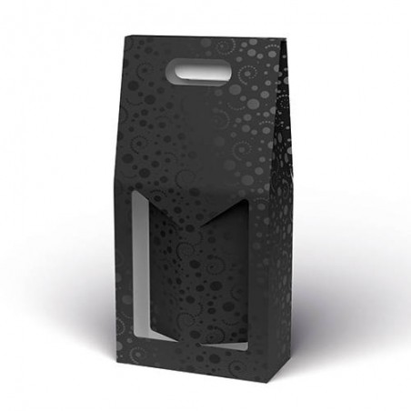 SCATOLA 2 BOTTIGLIE C/MAN. E FIN. 18x9x38cm NERO SPOT