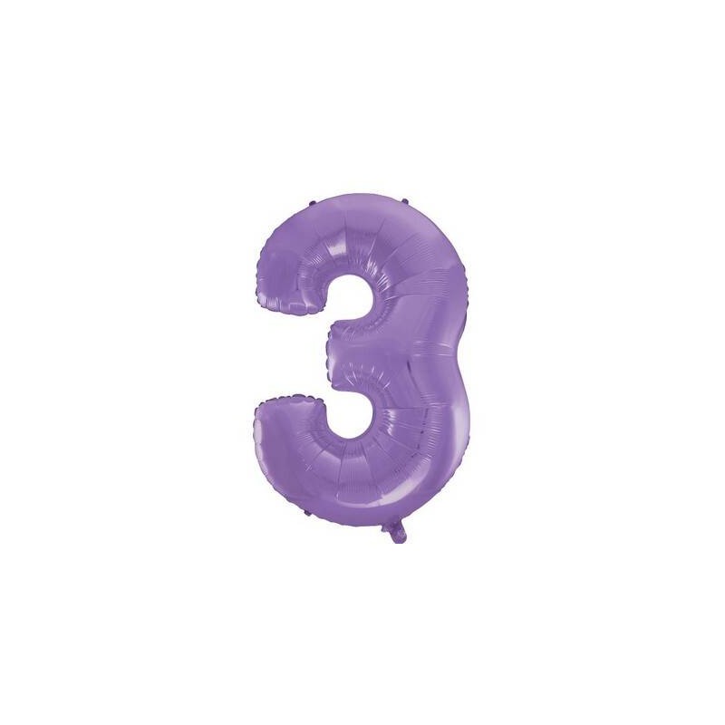 PALLONE NUMERO 3 MYLAR 102cm 40 VELVET LILLA