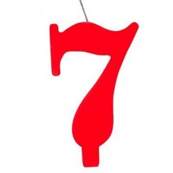 CANDELINA NUMERO 7 SCINTILLANTE  ROSSA 9,5cm
