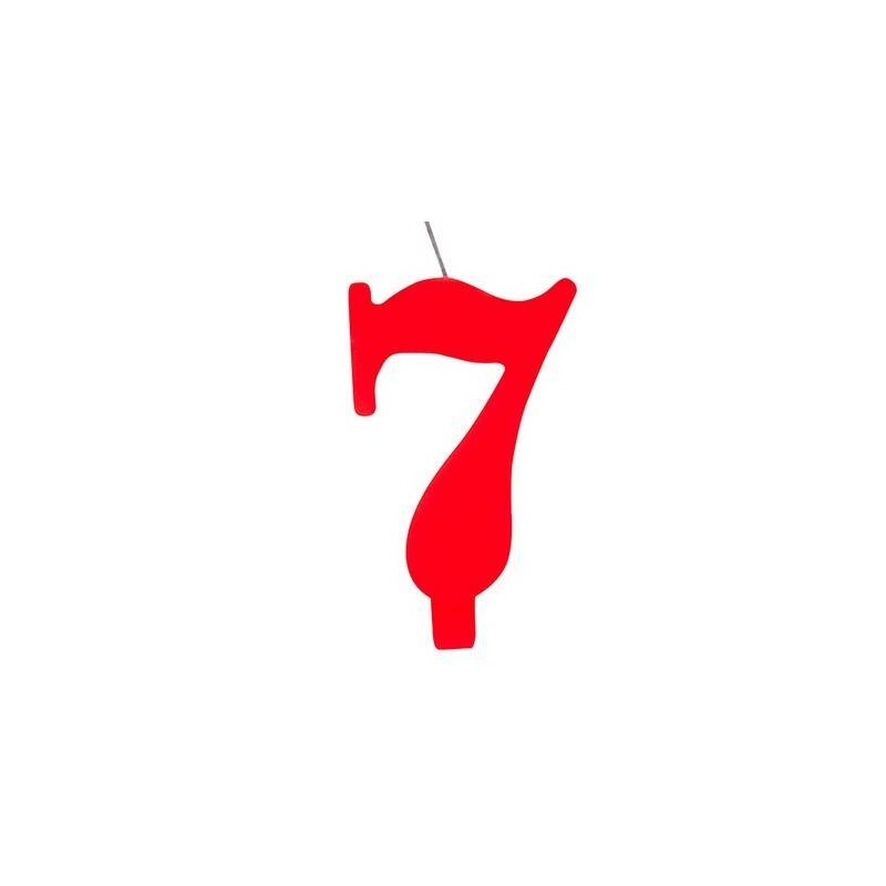 CANDELINA NUMERO 7 SCINTILLANTE  ROSSA 9,5cm