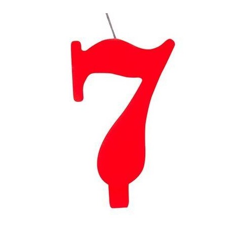 CANDELINA NUMERO 7 SCINTILLANTE  ROSSA 9,5cm