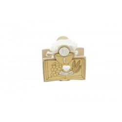 SCATOLA LEGNO COMUNIONE CON SACCHETTO 6pz