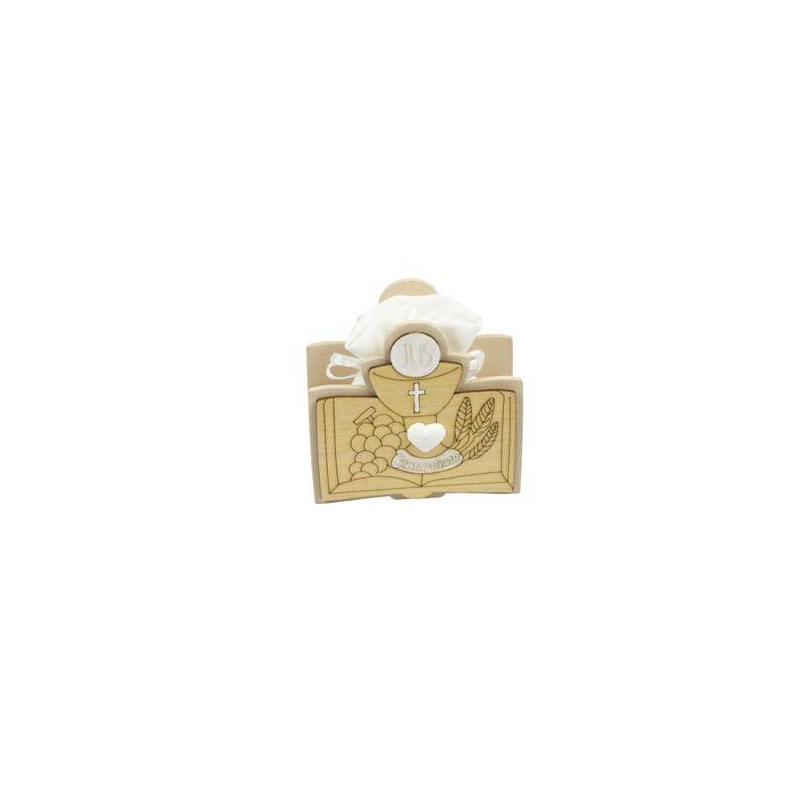 SCATOLA LEGNO COMUNIONE CON SACCHETTO 6pz