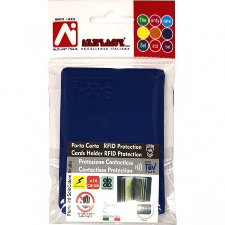 PORTACARD A LIBRO SCUDO - 14 TASCHE SOLOCOLORE COLLECTION PROTECTION R-FID