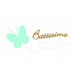BIGLIETTINO BOMBONIERA BATTESIMO FARFALLINA CELESTE 20pz