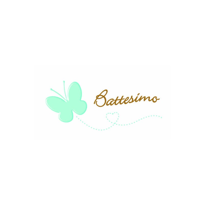BIGLIETTINO BOMBONIERA BATTESIMO FARFALLINA CELESTE 20pz