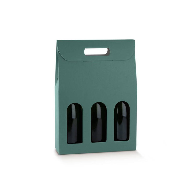 SCATOLA 3 BOTTIGLIE C/FINESTRA 27x9x38,5cm FIBRA ROSSO