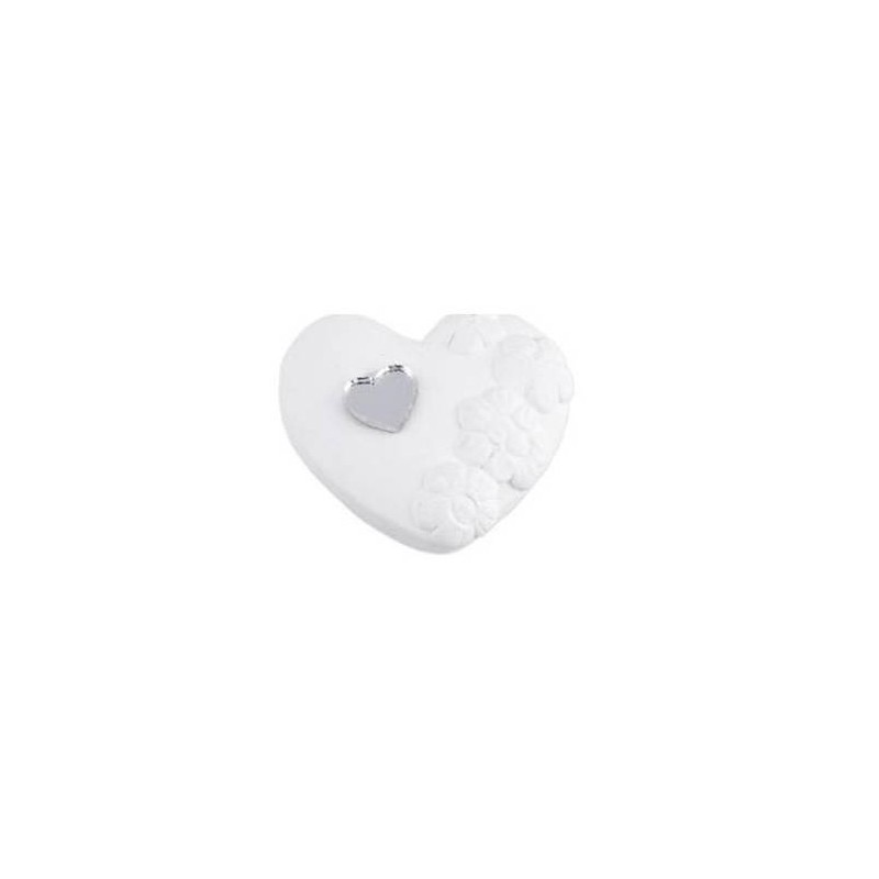 MAGNETE CUORE IN GESSO E PLEXI H.3cm BIA-ARG 6pz
