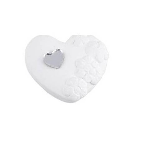 MAGNETE CUORE IN GESSO E PLEXI H.3cm BIA-ARG 6pz