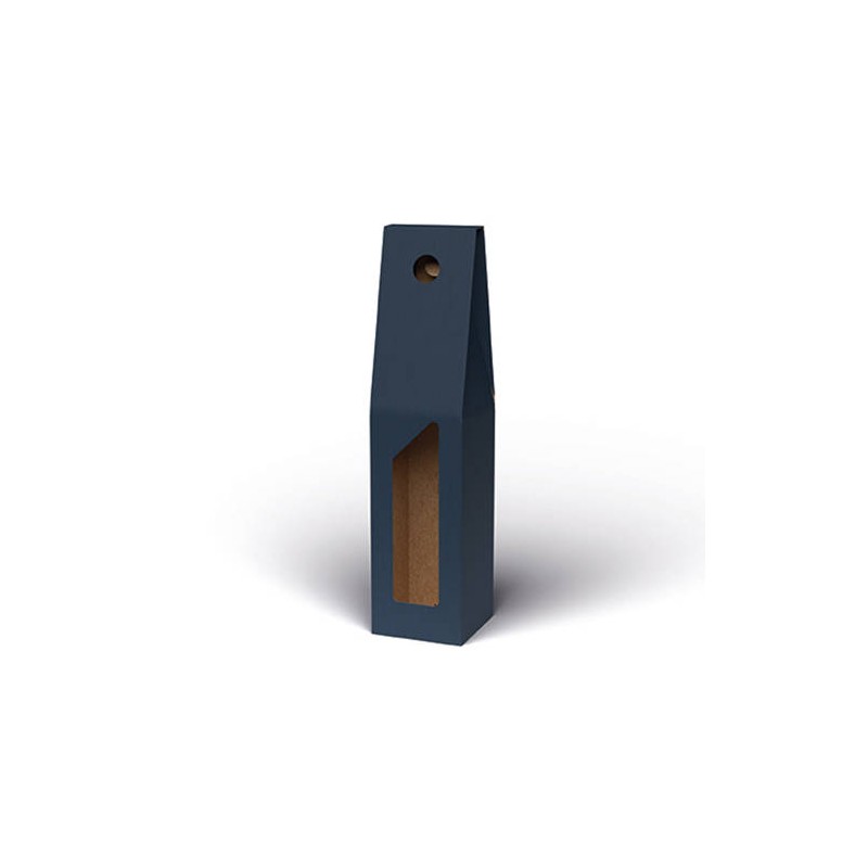 SCATOLA 1 BOTTIGLIA C/MAN. E FIN. 9x9x38cm BLU LISCIA