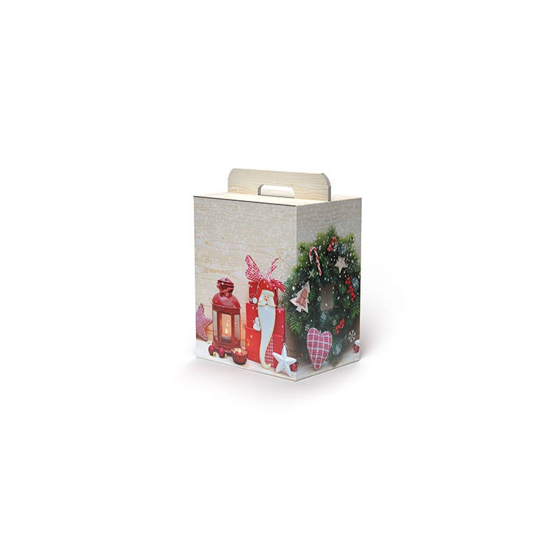 SCATOLA REGALO C/MANIGLIA LINEA 90 28x20,5x34cm COZY CHRISTMAS