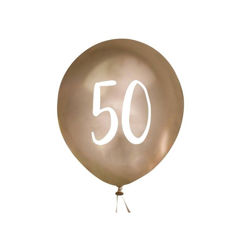 PALLONCINI IN LATTICE ø30cm ORO CROMATO 50ANNI 5pz