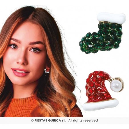 ORECCHINI STRASS CAPPELLO E CALZA NATALE