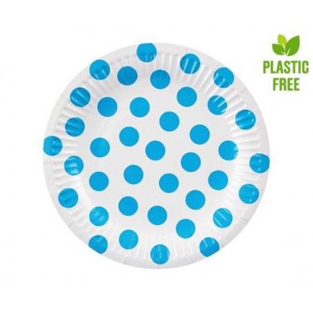 PIATTI IN CARTA 18cm POIS AZZURRO 6pz