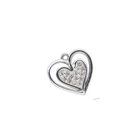 CUORE IN METALLO SILVER C/STRASS 12pz