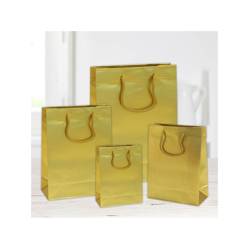 SHOPPER IN CARTA PLASTIFICATA OPACA 45+16x49cm ORO