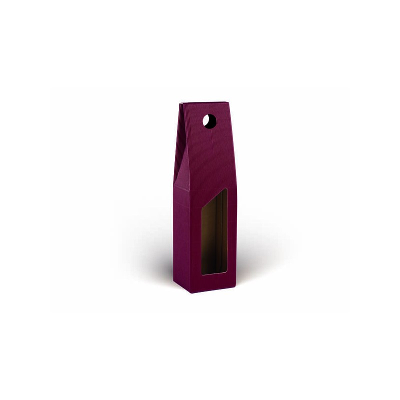 SCATOLA PORTA 1 BOTTIGLIA C/MAN. E FIN. 9x9x38cm ONDA BORDEAUX